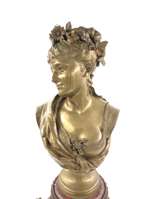 A BRONZE BUSTE OF A LADY BY LEOPOLD HARZ - ADDITIONAL PHOTO 1