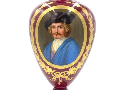 REMBRANDT VAN RIJN PORTRAIT ON OLD VIENNA PORCELAIN VASE 19TH CENTURY - ADDITIONAL PHOTO 2