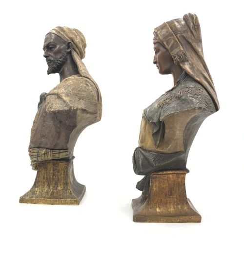 PAIR OF ANTIQUE ORIENTALIST TERRACOTTA BUSTS BY FRIEDRICH GOLDSCHEIDER - ADDITIONAL PHOTO 1
