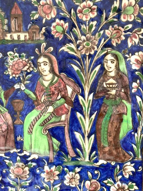 QAJAR TILE IN A WOODEN FRAME PERSIA 19TH CENTURY - ADDITIONAL PHOTO 6
