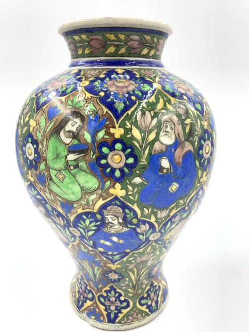 A PAIR OF QAJAR VASES WITH FLORAL DESIGN IRAN 19TH CENTURY - ADDITIONAL PHOTO 4
