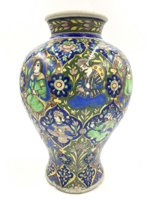 A PAIR OF QAJAR VASES WITH FLORAL DESIGN IRAN 19TH CENTURY - ADDITIONAL PHOTO 6