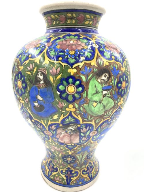 A PAIR OF QAJAR VASES WITH FLORAL DESIGN IRAN 19TH CENTURY - ADDITIONAL PHOTO 7