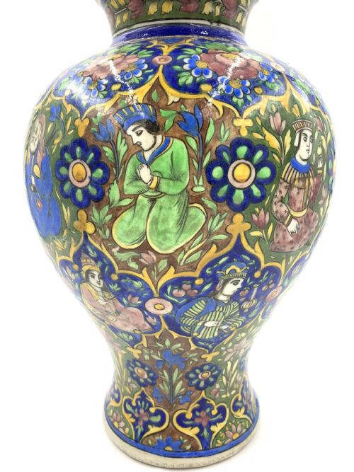 A PAIR OF QAJAR VASES WITH FLORAL DESIGN IRAN 19TH CENTURY - ADDITIONAL PHOTO 9