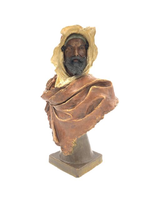 eduard stellmacher terracotta bust of an arab man late 19th century - CATEGORY: ANTIQUE CERAMICS - DATED 19TH CENTURY