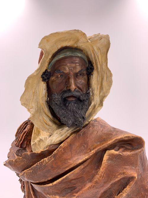 EDUARD STELLMACHER TERRACOTTA BUST OF AN ARAB MAN LATE 19TH CENTURY - ADDITIONAL PHOTO 4
