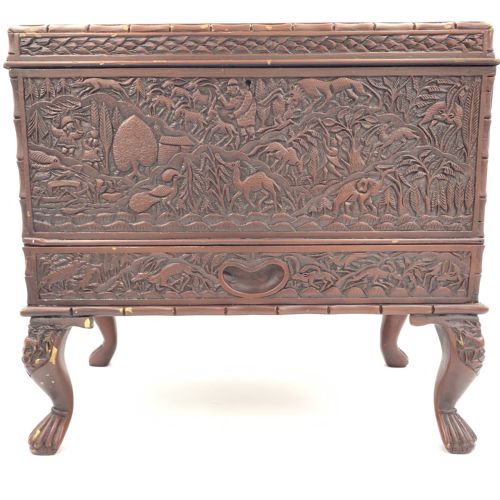 LARGE 19TH CENTURY SANDALWOOD JEWELLERY BOX SOUTH INDIA - ADDITIONAL PHOTO 1