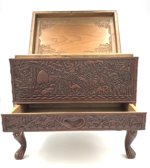 LARGE 19TH CENTURY SANDALWOOD JEWELLERY BOX SOUTH INDIA - ADDITIONAL PHOTO 3
