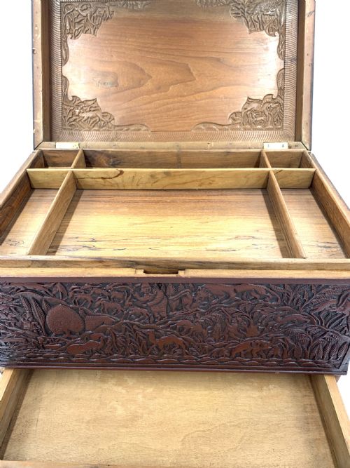 LARGE 19TH CENTURY SANDALWOOD JEWELLERY BOX SOUTH INDIA - ADDITIONAL PHOTO 7