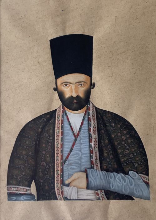 a fine qajar portrait persia 19th century - CATEGORY: ANTIQUE ART - DATED 19TH CENTURY
