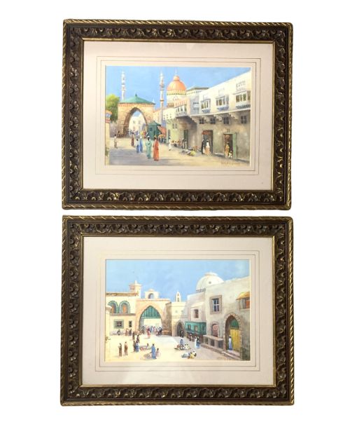 pair of orientalist watercolour paintings singed and dated - CATEGORY: ANTIQUE ART - DATED 19TH CENTURY