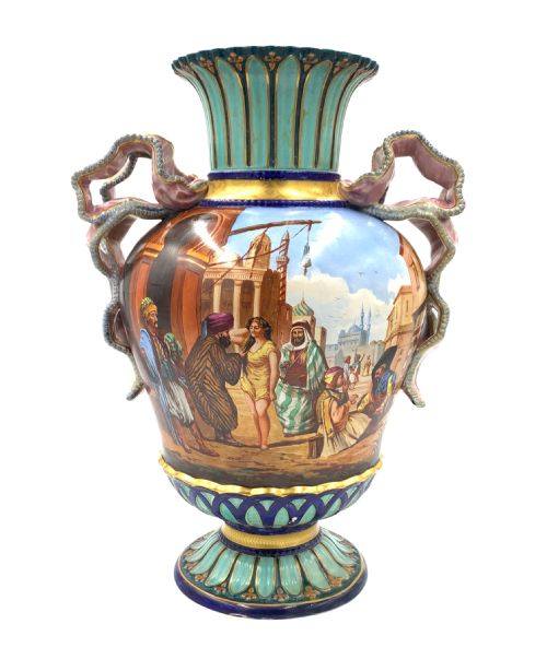 oriental porcelain vase depicting arab market - CATEGORY: ANTIQUE VASES - DATED 19TH CENTURY
