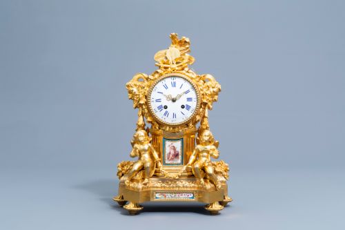 A GILT BRONZE SVRES STYLE CLOCK SET LOUIS XV STYLE FRANCE 19TH CENTURY - ADDITIONAL PHOTO 2
