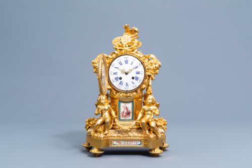 A GILT BRONZE SVRES STYLE CLOCK SET LOUIS XV STYLE FRANCE 19TH CENTURY - ADDITIONAL PHOTO 3