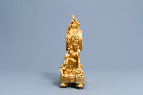 A GILT BRONZE SVRES STYLE CLOCK SET LOUIS XV STYLE FRANCE 19TH CENTURY - ADDITIONAL PHOTO 8