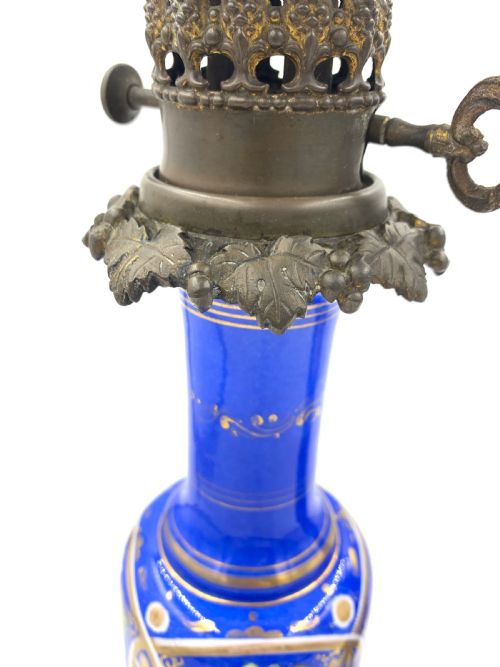BLUE OPALINE OIL LAMPS FOR THE TURKISH MARKET FRANCE19TH CENTURY - ADDITIONAL PHOTO 5
