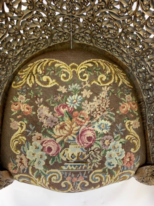 PAIR OF CARVED HARDWOOD ANGLO INDIAN ARM CHAIRS FROM THE BOMBAY PRESIDENCY 19TH CENTURY - ADDITIONAL PHOTO 3