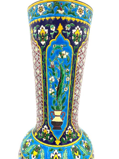 LONGWY FAIENCE ENAMELLED PLATE AND VASE - ADDITIONAL PHOTO 2