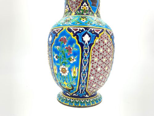 LONGWY FAIENCE ENAMELLED PLATE AND VASE - ADDITIONAL PHOTO 4