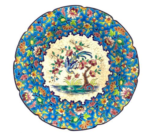 LONGWY FAIENCE ENAMELLED PLATE AND VASE - ADDITIONAL PHOTO 7