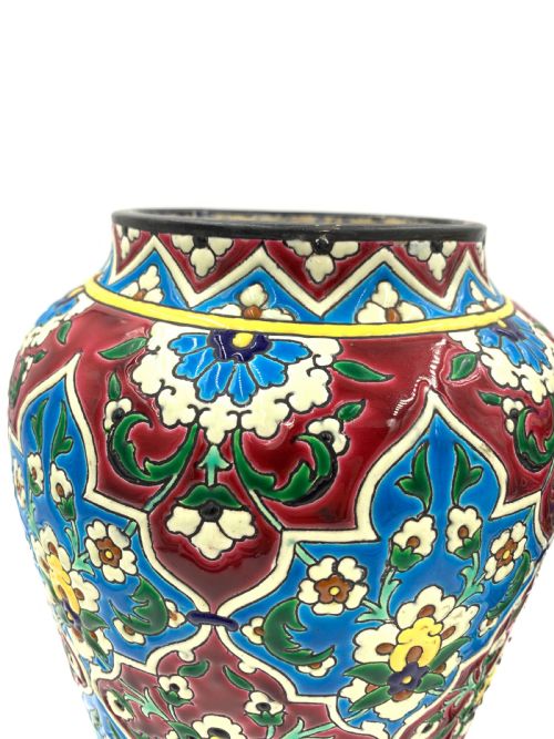 FRENCH ENAMELLED FAIENCE PAIR OF VASES BY JULES VIEILLARD - ADDITIONAL PHOTO 2