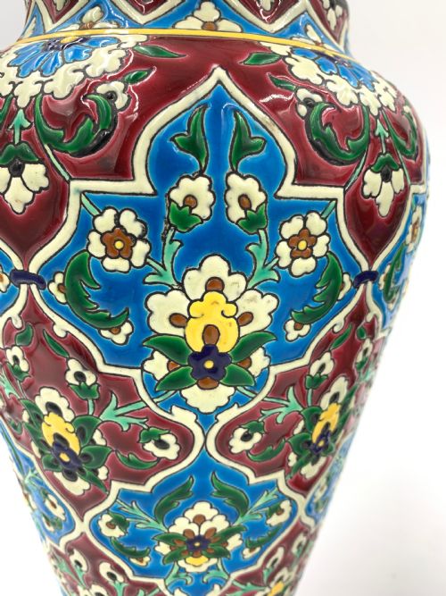 FRENCH ENAMELLED FAIENCE PAIR OF VASES BY JULES VIEILLARD - ADDITIONAL PHOTO 3