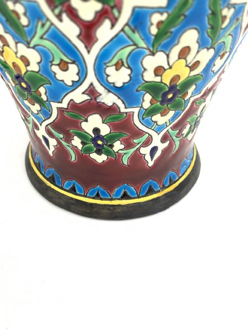 FRENCH ENAMELLED FAIENCE PAIR OF VASES BY JULES VIEILLARD - ADDITIONAL PHOTO 4