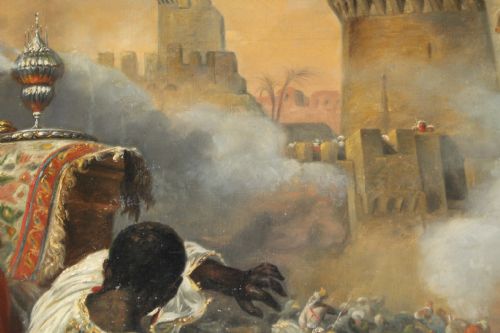 OIL ON CANVAS ORIENTALIST PAINTING DEPICTS THE MASSACRE OF THE MAMELUKES AFTER HORACE VERNET ENGLISH SCHOOL 19TH CENTURY - ADDITIONAL PHOTO 5