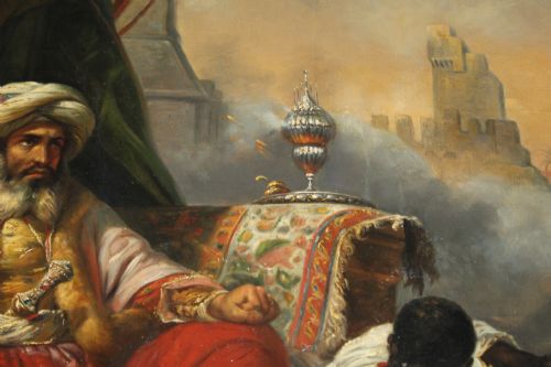 OIL ON CANVAS ORIENTALIST PAINTING DEPICTS THE MASSACRE OF THE MAMELUKES AFTER HORACE VERNET ENGLISH SCHOOL 19TH CENTURY - ADDITIONAL PHOTO 6