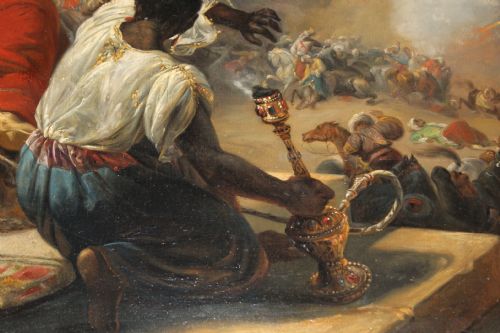 OIL ON CANVAS ORIENTALIST PAINTING DEPICTS THE MASSACRE OF THE MAMELUKES AFTER HORACE VERNET ENGLISH SCHOOL 19TH CENTURY - ADDITIONAL PHOTO 10