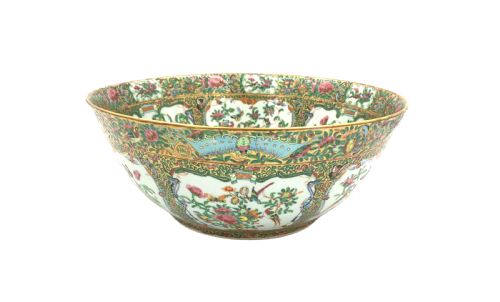 large chinese canton famille rose bowl 19th century - CATEGORY: ANTIQUE CERAMICS - DATED 19TH CENTURY