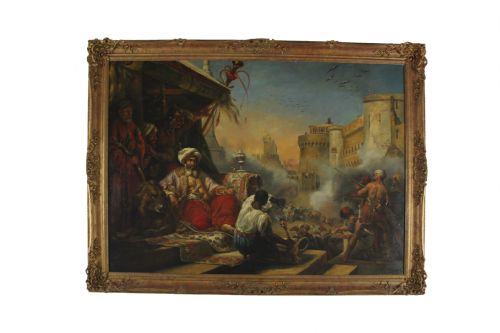 oil on canvas orientalist painting depicts the massacre of the mamelukes after horace vernet english school 19th century - CATEGORY: ANTIQUE ART - DATED 19TH CENTURY
