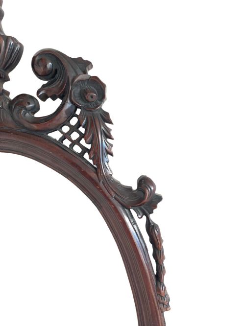 PAIR OF ANTIQUE VICTORIAN OVAL MAHOGANY MIRRORS 19TH CENTURY - ADDITIONAL PHOTO 1