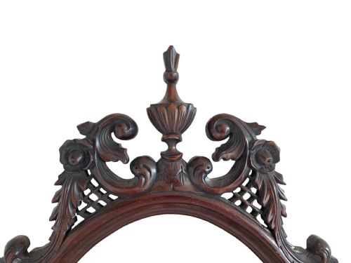 PAIR OF ANTIQUE VICTORIAN OVAL MAHOGANY MIRRORS 19TH CENTURY - ADDITIONAL PHOTO 2