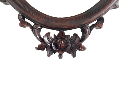 PAIR OF ANTIQUE VICTORIAN OVAL MAHOGANY MIRRORS 19TH CENTURY - ADDITIONAL PHOTO 3