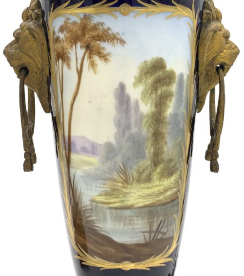 PAIR OF SVRES STYLE AND ORMOLU FRENCH HANDPAINTED PORCELAIN TABLE LAMPS - ADDITIONAL PHOTO 3
