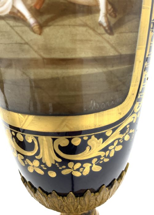 PAIR OF SVRES STYLE AND ORMOLU FRENCH HANDPAINTED PORCELAIN TABLE LAMPS - ADDITIONAL PHOTO 9