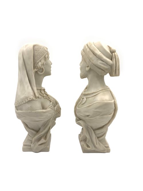 PAIR OF LATE 19TH CENTURY MARBLE BUSTS FEATURING ORIENTALIST FIGURES - ADDITIONAL PHOTO 1