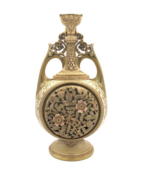 LATE 19TH CENTURY FLORAL GILT DECORATED ROYAL WORCESTER PORCELAIN VASE - ADDITIONAL PHOTO 1