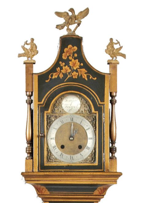 GREEN GROUND CHINOISERIE LACQUERED AND GILT DECORATED SMALL LONGCASE TIMEPIECE - ADDITIONAL PHOTO 3
