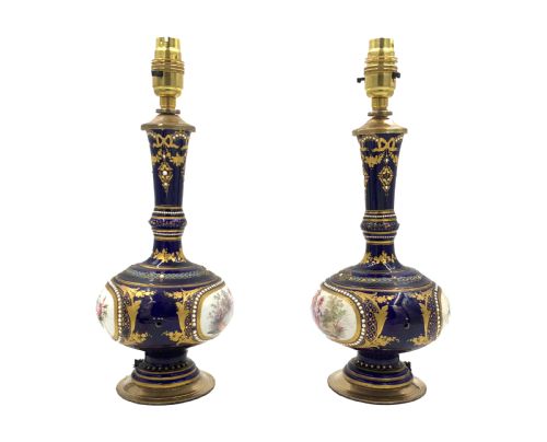 PAIR OF JEWELLED PORCELAIN LAMPS - ADDITIONAL PHOTO 1