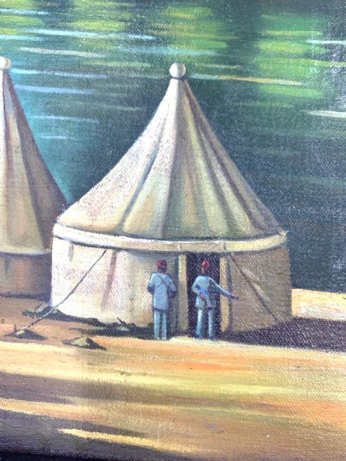 CAMP ON THE TIGRIS OIL ON CANVAS PAINTING BY ABDUL KADIR AL RASSAM IRAQ 18821952 - ADDITIONAL PHOTO 6