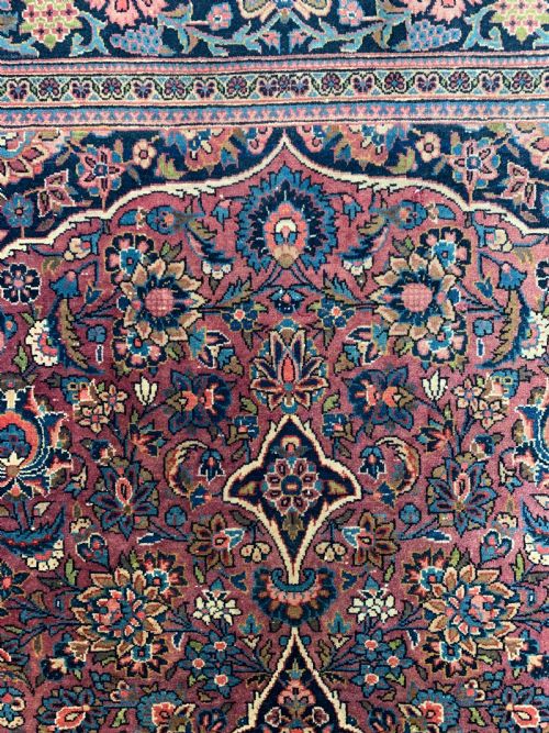 BURGUNDY GROUND PERSIAN KASHAN RUG IN FLORAL DESIGN - ADDITIONAL PHOTO 3