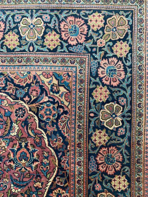 BURGUNDY GROUND PERSIAN KASHAN RUG IN FLORAL DESIGN - ADDITIONAL PHOTO 4