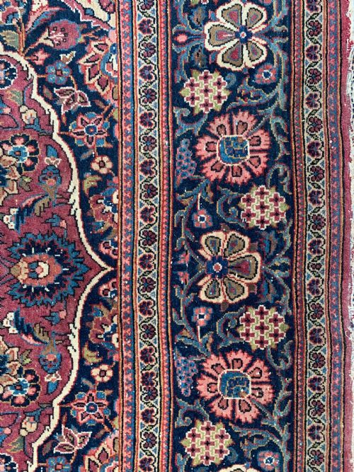 BURGUNDY GROUND PERSIAN KASHAN RUG IN FLORAL DESIGN - ADDITIONAL PHOTO 6