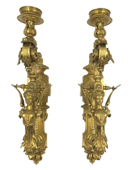 PAIR OF 19TH CENTURY GILT WALL SCONCES - ADDITIONAL PHOTO 1