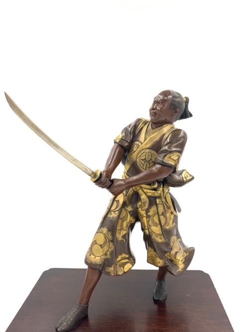 JAPANESE BRONZE SAMURAI FIGURE MEIJI PERIOD - ADDITIONAL PHOTO 3