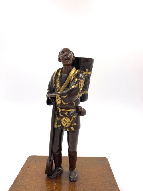 JAPANESE GILT BRONZE FIGURE MEIJI PERIOD - ADDITIONAL PHOTO 4