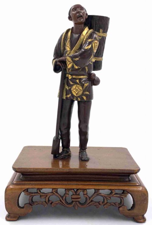 japanese gilt bronze figure meiji period - CATEGORY: ANTIQUE SCULPTURES - DATED 19TH CENTURY