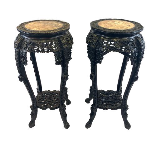 pair of chinese marble top stands - CATEGORY: ANTIQUE FURNITURE - DATED 19TH CENTURY